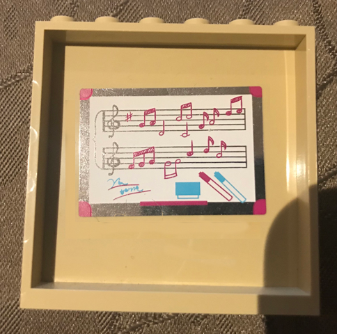 Panel 1 x 6 x 5 with Musical Score and Music Notes with Silver Border Pattern on Inside (Sticker) - Set 41134