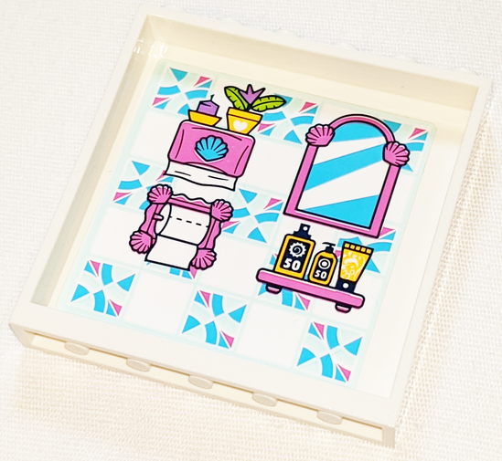 Panel 1 x 6 x 5 with Paper Towels, Toilet Paper Roll, Mirror and Sunscreens on Shelf Pattern on Inside (Sticker) - Set 41347