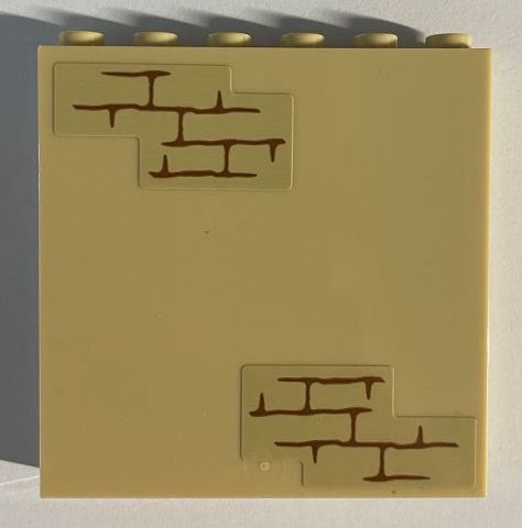 Panel 1 x 6 x 5 with Brick Wall with Medium Nougat Mortar Pattern (Stickers) - Set 75966