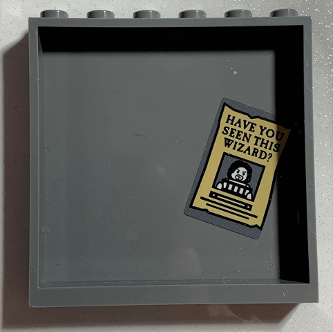 Panel 1 x 6 x 5 with Black 'HAVE YOU SEEN THIS WIZARD?' on Tan Poster Pattern on Inside (Sticker) - Set 75978