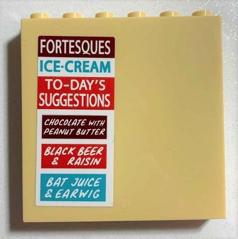 Panel 1 x 6 x 5 with 'FORTESQUES', 'ICE-CREAM', 'TO-DAY'S SUGGESTIONS', and Flavors Pattern (Sticker) - Set 75978