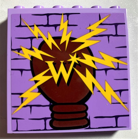 Panel 1 x 6 x 5 with Brick Wall, Yellow Letter W and Lightning Bolts Pattern (Sticker) - Set 75978
