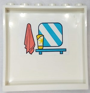 Panel 1 x 6 x 5 with Towel, Mirror and Sunscreen Bottle on Shelf Pattern on Inside (Sticker) - Set 41430
