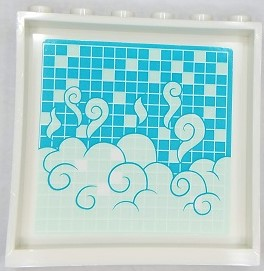 Panel 1 x 6 x 5 with Light Aqua Steam and Medium Azure Tiles Pattern on Inside (Sticker) - Set 41430
