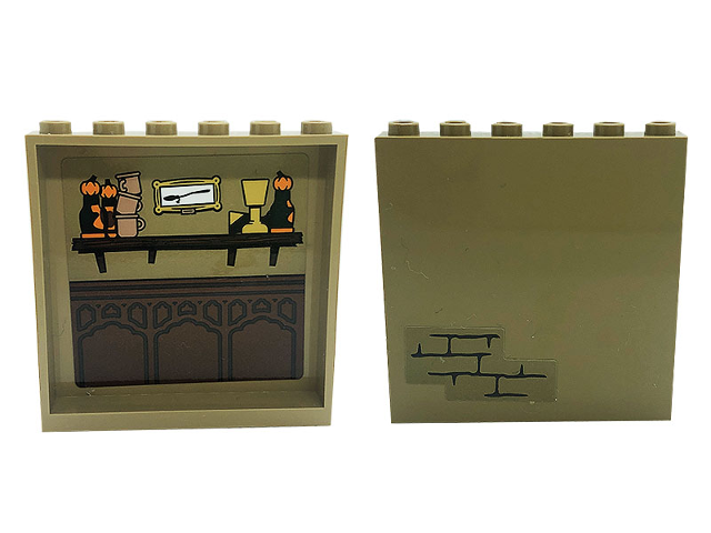 Panel 1 x 6 x 5 with Bricks Outside and Cups, Goblet, Shelf and Pumpkins on Inside Pattern (Stickers) - Set 76388
