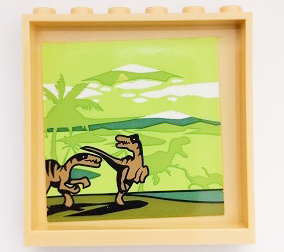 Panel 1 x 6 x 5 with Palm Trees and Raptors / Dinosaurs Pattern on Inside (Sticker) - Set 75930