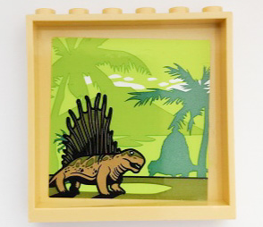 Panel 1 x 6 x 5 with Palm Trees and Dimetrodons / Dinosaurs Pattern on Inside (Sticker) - Set 75930
