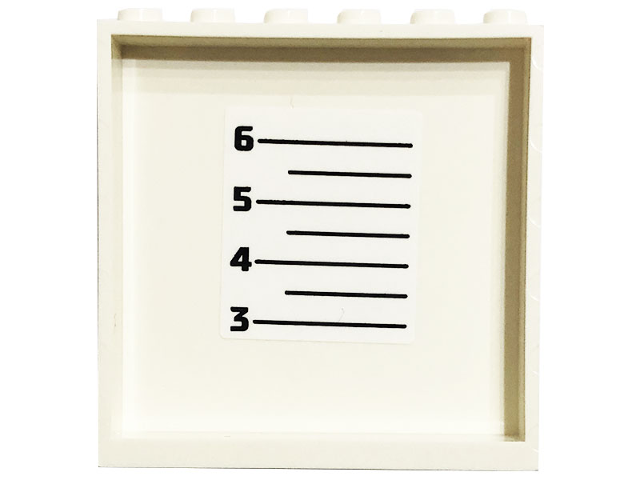 Panel 1 x 6 x 5 with Black Horizontal Lines with Number 3, 4, 5 and 6 Height Chart Pattern on Inside (Sticker) - Set 60316