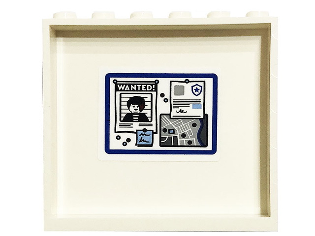 Panel 1 x 6 x 5 with Notice Board with Map, Notes and 'WANTED' Poster Pattern on Inside (Sticker) - Set 60316