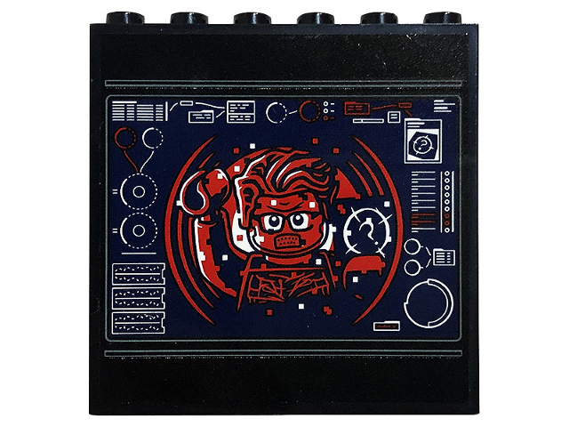 Panel 1 x 6 x 5 with Monitor Screen with Red The Riddler Minifigure Pattern (Sticker) - Set 76183