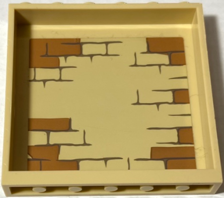 Panel 1 x 6 x 5 with Tan and Dark Orange Bricks Type 1 Pattern on Inside (Sticker) - Set 75930