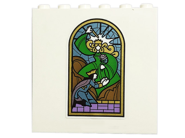 Panel 1 x 6 x 5 with Gold and Metallic Light Blue Stained Glass Window with Prince Adam and Amora the Enchantress Pattern (Sticker) - Set 43196