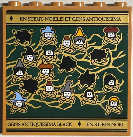 Panel 1 x 6 x 5 with Gold Sirius Black Family Tree with 14 Minifigure Heads Right Half Pattern (Sticker) - Set 76408