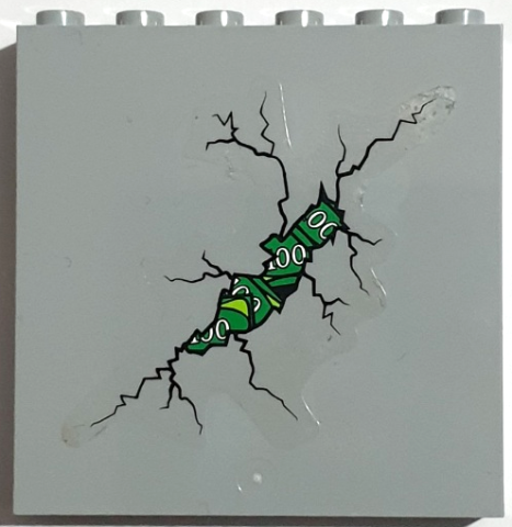 Panel 1 x 6 x 5 with Cracks and Broken Wall Exposing Green '100' Banknotes Pattern (Sticker) - Set 40110