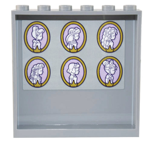 Panel 1 x 6 x 5 with 6 Gold Oval Disney Princess Profile Portraits of Cinderella, Jasmine, Merida, Rapunzel, Snow White, and Tiana Pattern (Sticker) - Set 43205