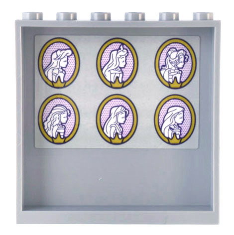 Panel 1 x 6 x 5 with 6 Gold Oval Disney Princess Profile Portraits of Ariel, Aurora, Belle, Moana, Mulan, and Pocahontas Pattern (Sticker) - Set 43205