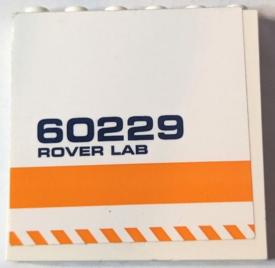 Panel 1 x 6 x 5 with Dark Blue '60229 ROVER LAB', Orange Stripe and Danger Stripes Pattern (Sticker) - Set 60229
