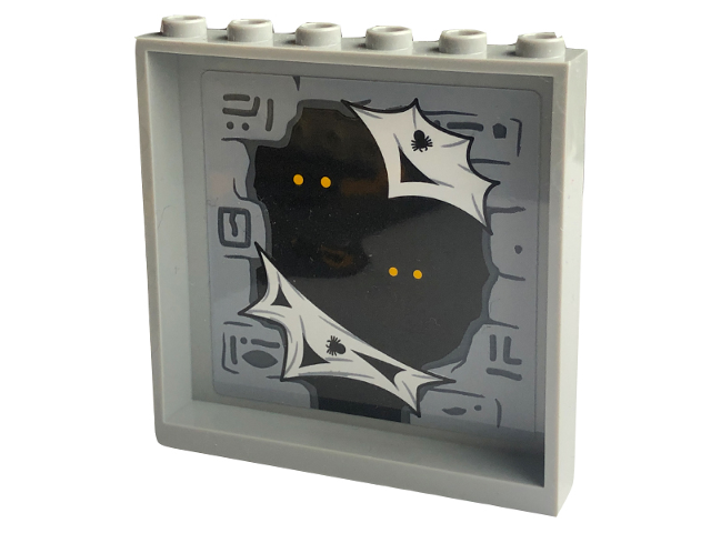 Panel 1 x 6 x 5 with Spiders, Dark Bluish Gray Hieroglyphs and Bright Light Orange Eyes in Black Hole  Pattern (Sticker) - Set 77013