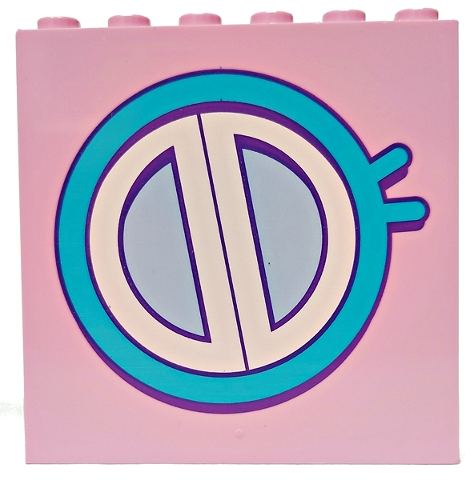 Panel 1 x 6 x 5 with Bright Light Blue, Dark Purple, Medium Azure and White Round Window Pattern Model Left Side