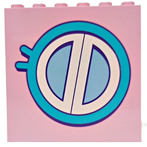 Panel 1 x 6 x 5 with Bright Light Blue, Dark Purple, Medium Azure and White Round Window Pattern Model Right Side