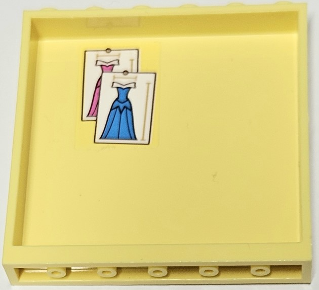 Panel 1 x 6 x 5 with 2 Pinned Pictures of Dark Azure and Dark Pink Dresses Pattern (Sticker) - Set 43188