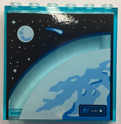 Panel 1 x 6 x 5 with Earth, Moon, Asteroid and Stars on Black Background Pattern (Sticker) - Set 60351
