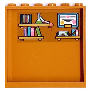 Panel 1 x 6 x 5 with Test Tubes, Books, Safety Glasses on Shelves, and Certifications Pattern (Sticker) - Set 41682