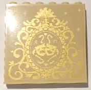 Panel 1 x 6 x 5 with Gold Sparkles, Music Notes and Tragedy/Comedy Theater Masks in Oval Scrollwork Frame Pattern (Sticker) - Set 41714