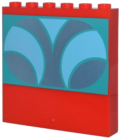 Panel 1 x 6 x 5 with Metallic Light Blue and Medium Blue Oval with Curves on Dark Turquoise Rectangle Background Pattern