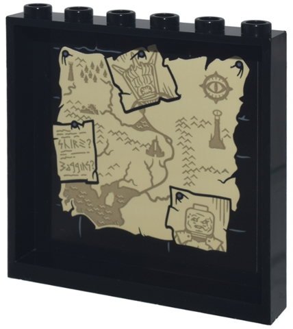 Panel 1 x 6 x 5 with Tan Parchment Map of Middle Earth with Dark Tan Gothmog and Mouth of Sauron Heads, Eye of Sauron, 'Shire?' and 'Baggins?' Pattern (Sticker) - Set 10333