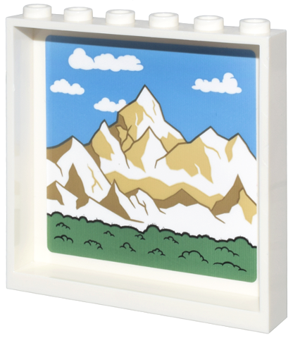 Panel 1 x 6 x 5 with Tan and Dark Tan Mountains, Sand Green Forest and White Clouds on Medium Blue Sky Pattern (Sticker) - Set 76218