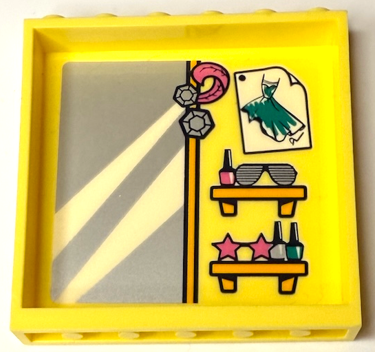 Panel 1 x 6 x 5 with Silver Mirror and Gems, Picture of Batman Cloak, Sunglasses and Nail Polish Bottles on Shelves Pattern (Sticker) - Set 41427