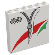 Panel 1 x 6 x 5 with Black Crossed Checkered Flags, Red and Green Octan Panels, Silver Zipper Pattern