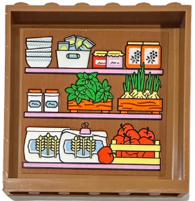 Panel 1 x 6 x 5 with Shelves with Bowls, Jars, Herbs, Onions, Apples and Sacks of Flour Pattern (Sticker) - Set 42655