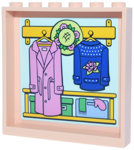 Panel 1 x 6 x 5 with Yellow Cabinet and Coat Rack with Coat, Hat, Jacket and Boxes Pattern (Sticker) - Set 42670