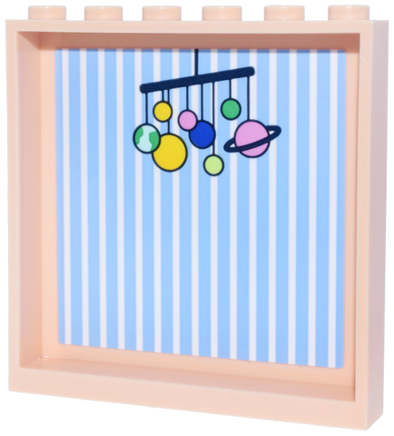 Panel 1 x 6 x 5 with Bright Light Blue and White Striped Wallpaper, Baby Mobile with Planets Pattern (Sticker) - Set 42670