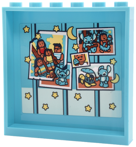 Panel 1 x 6 x 5 with Wall Panel, Snapshot Pictures of Lilo and Stitch Scenes, Bright Light Yellow Stars and Moon Stickers Pattern (Sticker) - Set 43268
