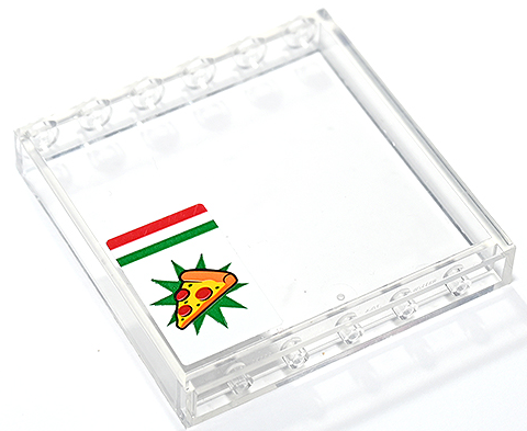 Panel 1 x 6 x 5 with Red and Green Stripes and Pepperoni Pizza Slice on Starburst Pattern (Sticker) - Set 60292
