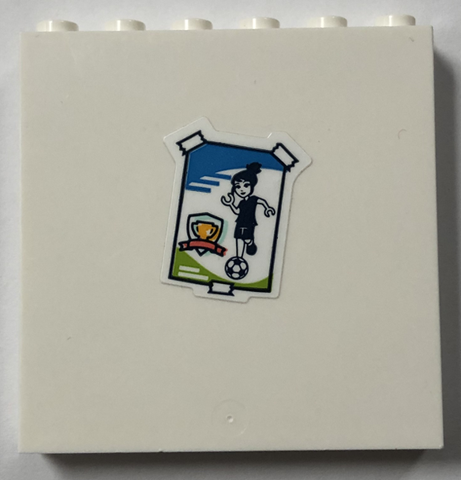 Panel 1 x 6 x 5 with Taped Soccer Poster with Girl, Trophy and Ball Pattern (Sticker) - Set 41744