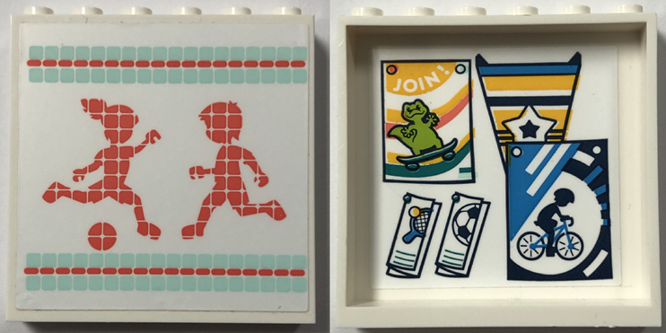 Panel 1 x 6 x 5 with Sports Flag and Posters on Inside and Light Aqua and Coral Boy and Girl Playing Soccer on Outside Pattern (Stickers) - Set 41744