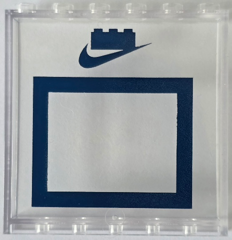 Panel 1 x 6 x 5 with Basketball Backboard with Dark Blue Rectangle, Nike Swoosh Logo and 1 x 3 Brick Pattern
