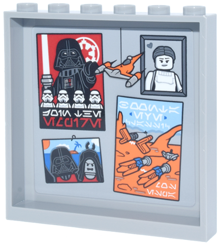 Panel 1 x 6 x 5 with Posters, Darth Vader, Padmé, Emperor and Podracers, Aurebesh Characters 'JOIN THE EMPIRE' and 'BOONTA EVE CLASSIC MOS ESPA' Pattern (Sticker) - Set 75419