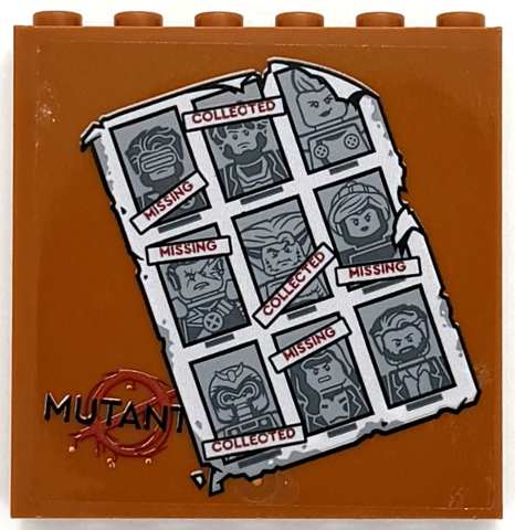Panel 1 x 6 x 5 with Black 'MUTANT' and Poster with Red 'MISSING', 'COLLECTED' and Pictures of Minifigures Pattern (Sticker) - Set 76294
