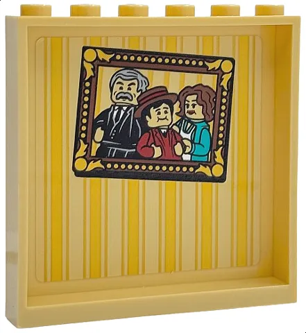 Panel 1 x 6 x 5 with Dursley Family Portrait and Gold Wallpaper Stripes Pattern (Sticker) - Set 76451