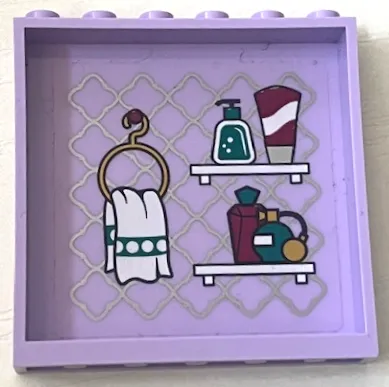 Panel 1 x 6 x 5 with Hanging Towel, Bottles and Tube on Shelves Pattern Model Left Side (Sticker) - Set 41684