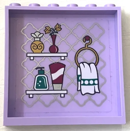 Panel 1 x 6 x 5 with Hanging Towel, Bottles, Tube and Flowers on Shelves Pattern Model Right Side (Sticker) - Set 41684