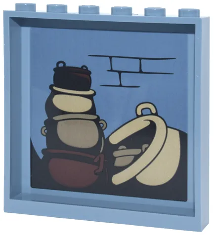 Panel 1 x 6 x 5 with Black Brick Wall and Tan, Dark Tan and Reddish Brown Cauldrons Pattern (Sticker) - Set 76471