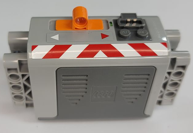 Electric 9V Battery Box 4 x 11 x 7 PF with Red and White Danger Stripes and Triangles Pattern (Sticker) - Set 42009