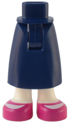 Mini Doll Hips and Skirt Long with Molded White Legs and Printed Magenta Shoes Pattern - Thick Hinge