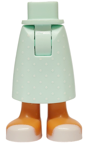 Mini Doll Hips and Skirt Long with Molded Nougat Legs and Printed White Dots and Sandals Pattern - Thick Hinge